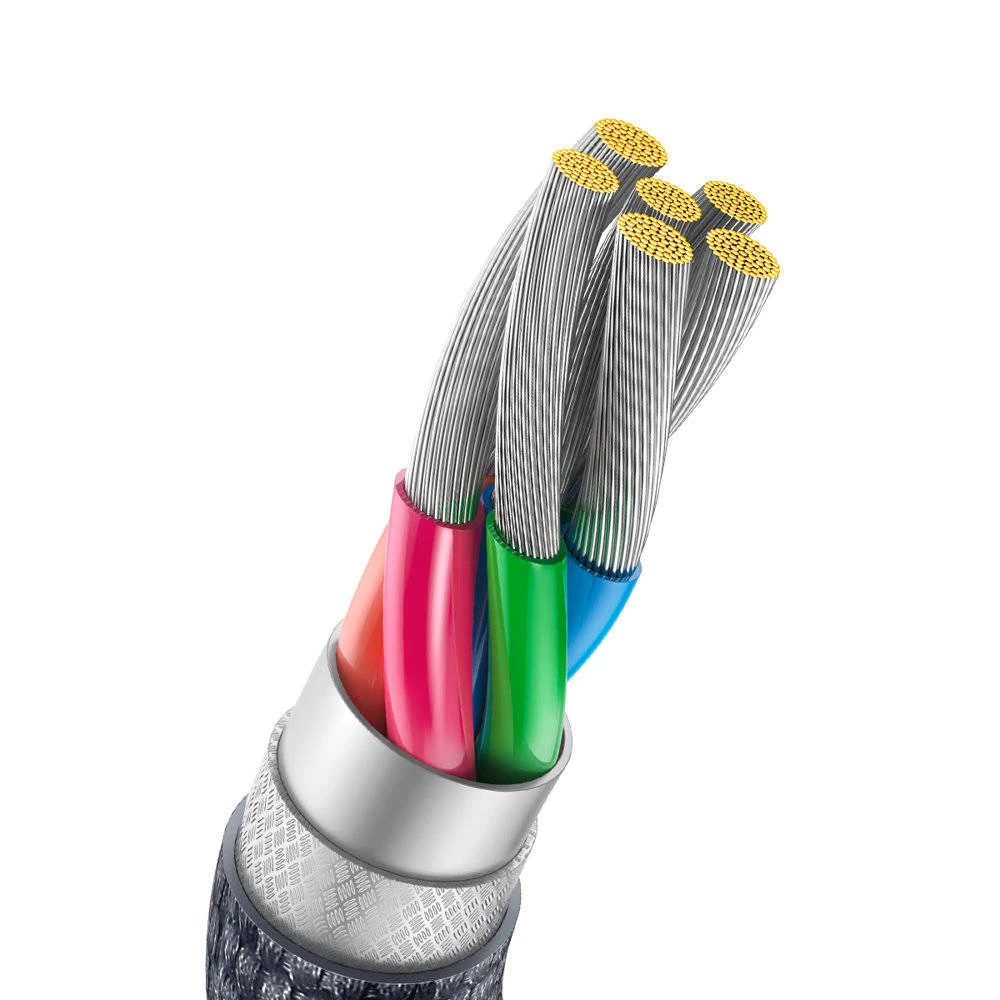 Cable usb - type-c, braided, 100w, 1.2m, baseus crystal shine black  cajy000401 4