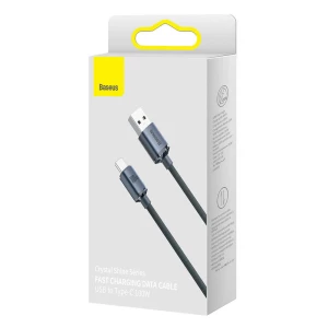Cable usb - type-c, braided, 100w, 1.2m, baseus crystal shine black  cajy000401 Thumbnail 2
