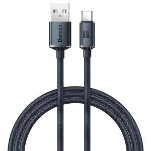 Cable usb - type-c, braided, 100w, 1.2m, baseus crystal shine black  cajy000401 Thumbnail 5