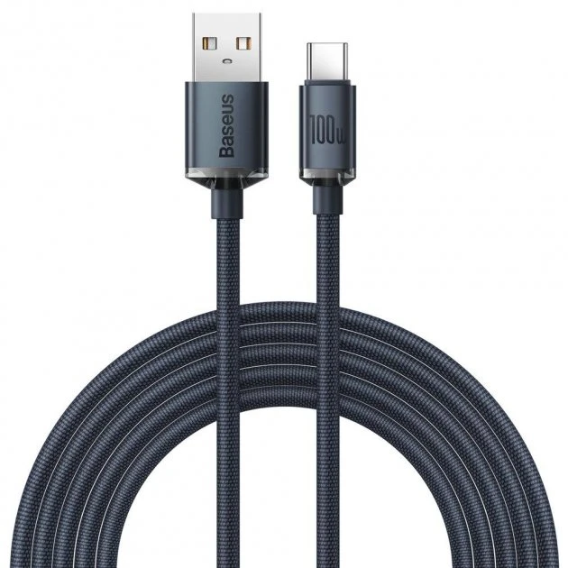 Cable usb - type-c, braided, 100w, 2m, baseus crystal shine black  cajy000501 5