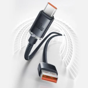 Cable usb - type-c, braided, 100w, 2m, baseus crystal shine black  cajy000501 Thumbnail 3