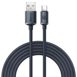 Cable usb - type-c, braided, 100w, 2m, baseus crystal shine black  cajy000501 Thumbnail 5