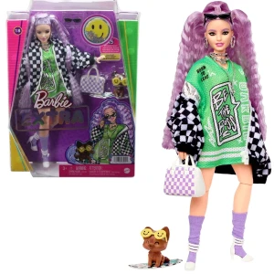 Set barbie extra „barbie cu păr ondulat în culori de lavandă”