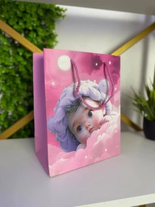 Punga cadou cu bebelus pe nori 18×23×10 см (cp-24-411-1) Thumbnail 2