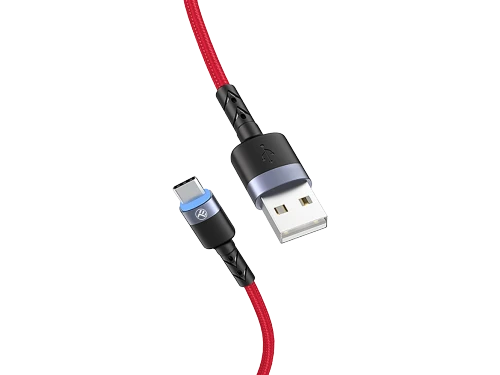 Cable usb - type-c, cu led, 3a, 1.2m, tellur red  tll155334 2