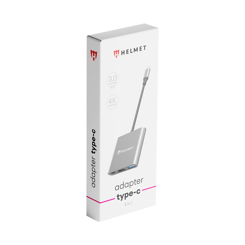 Helmet adapter type-c to usb3.0+hdmi+pd, hc-04, grey 3
