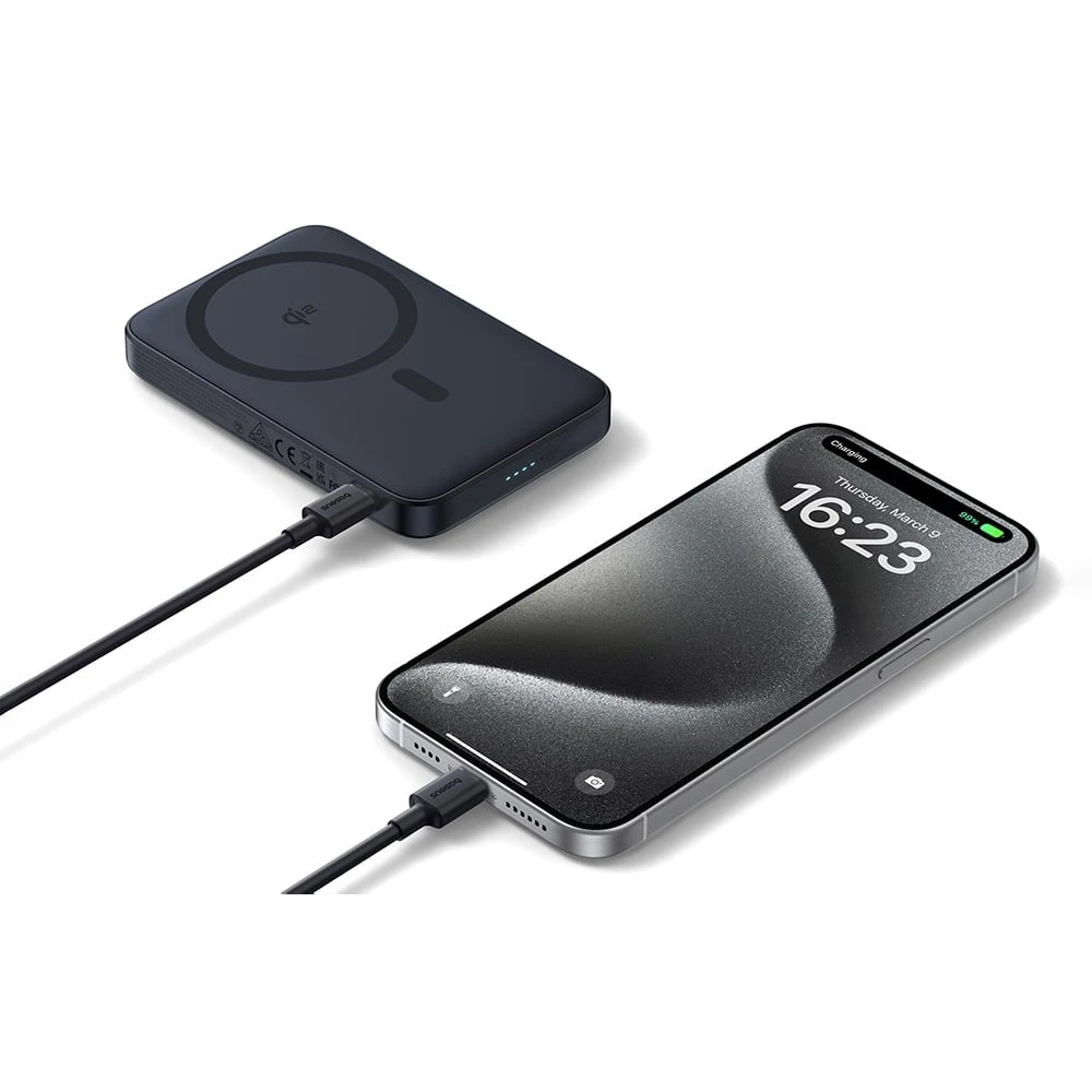 Power bank baseus magsafe picogo qi2 с подставкой 5000mah, 20w с кабелем type-c 0.3м, черный 2