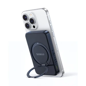 Power bank baseus magsafe picogo qi2 с подставкой 5000mah, 20w с кабелем type-c 0.3м, черный Thumbnail 4