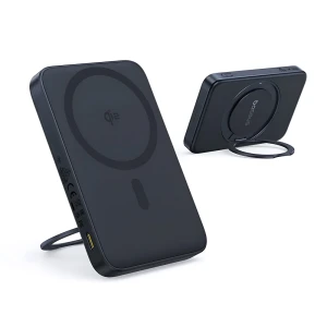 Power bank baseus magsafe picogo qi2 с подставкой 5000mah, 20w с кабелем type-c 0.3м, черный Thumbnail 3