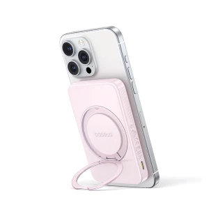 Power bank baseus magsafe picogo qi2 с подставкой 5000mah, 20w с кабелем type-c 0.3м, розовый Thumbnail 4