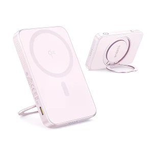 Power bank baseus magsafe picogo qi2 с подставкой 5000mah, 20w с кабелем type-c 0.3м, розовый Thumbnail 3