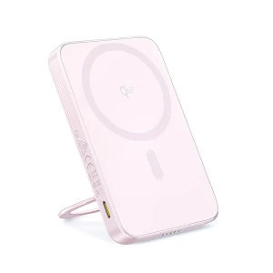 Power bank baseus magsafe picogo qi2 с подставкой 5000mah, 20w с кабелем type-c 0.3м, розовый