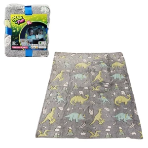 Pătură pentru copii care luminează în întuneric, cu dinozauri