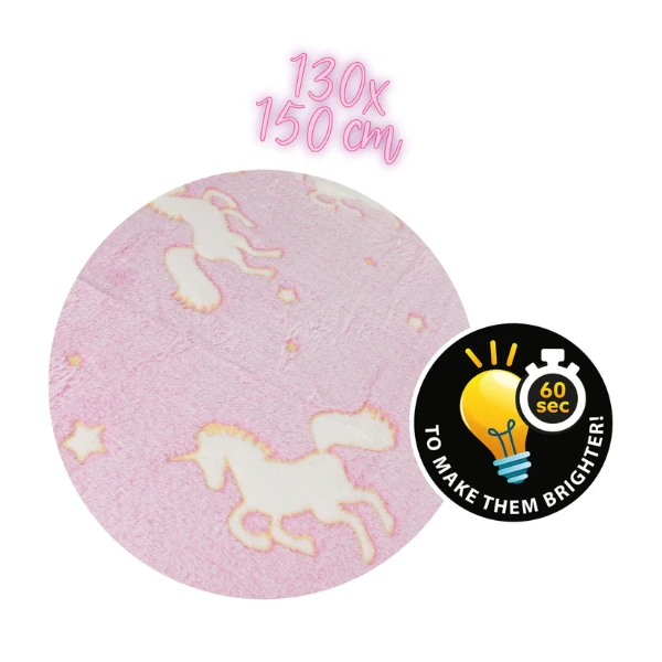 Pătură pentru copii care luminează în întuneric, cu unicorn 3