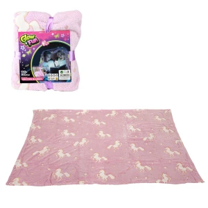Pătură pentru copii care luminează în întuneric, cu unicorn