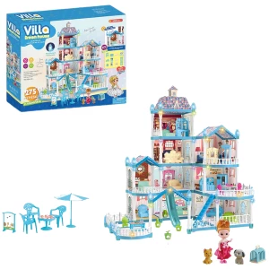 Căsuță pentru păpuși "vila visurilor” + accesorii, cu iluminare de noapte, 275 elem.