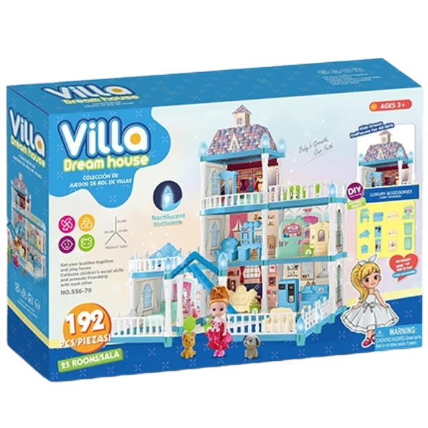 Căsuță pentru păpuși "vila visurilor” + accesorii, cu iluminare de noapte, 192 el. 3