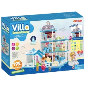 Căsuță pentru păpuși "vila visurilor” + accesorii, cu iluminare de noapte, 192 el. Thumbnail 3