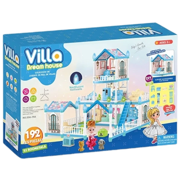 Căsuță pentru păpuși "vila visurilor” + accesorii, cu iluminare de noapte, 192 elem. 3