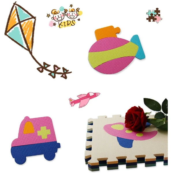 Covoraș-puzzle educativ „mașinuțe și avione”, 9 elem. 5