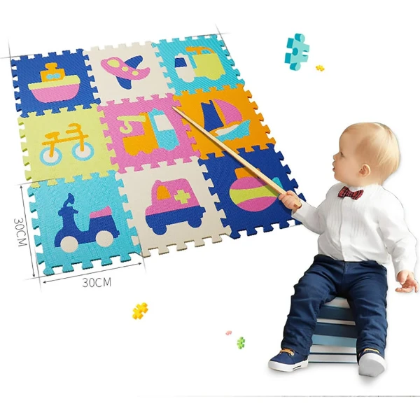Covoraș-puzzle educativ „mașinuțe și avione”, 9 elem. 3