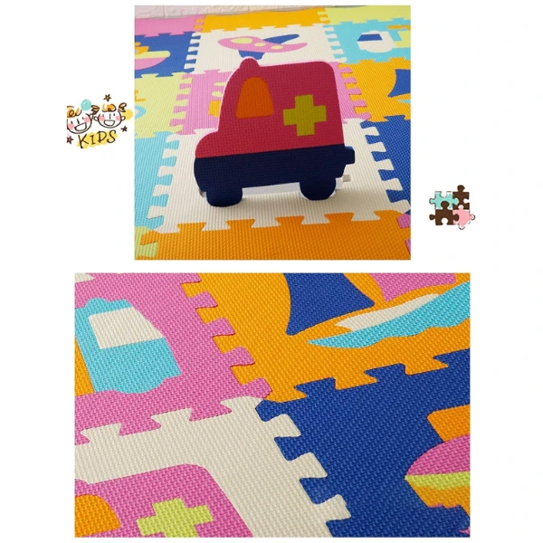 Covoraș-puzzle educativ „mașinuțe și avione”, 9 elem. 2
