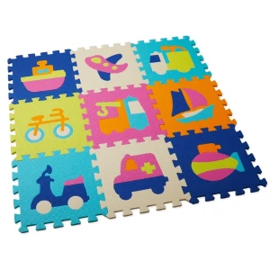 Covoraș-puzzle educativ „mașinuțe și avione”, 9 elem.