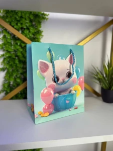 Punga cadou pisicuta cu balonase, 26*32*12 cm (cp-24-425-2) Thumbnail 3