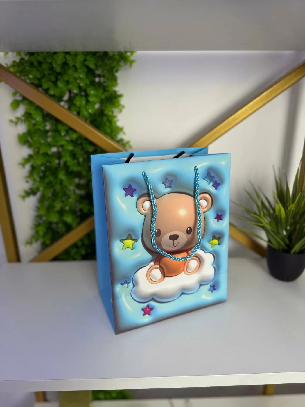 Punga cadou ursulet pe nor, albastru, 26*32*12 см (cp-24-410-2) 2