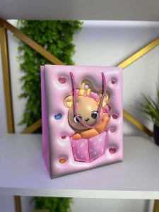 Punga cadou cu ursulet in cutie, roz, 26*32*12 cm (cp-24-410-2) Thumbnail 2