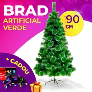 BRAD VERDE CU CAPETE ALBE 90CM + CADOU GHIRLANDA (30-111.090)