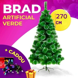 Brad verde cu capete albe 270cm + cadou ghirlanda (30-111.270)