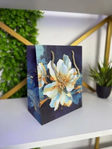 Punga cadou cu design floral, albastru & auriu,  31*41*12 см (cp-24-418-3) Thumbnail 2