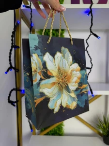 Punga cadou cu design floral, albastru & auriu,  31*41*12 см (cp-24-418-3) Thumbnail 3