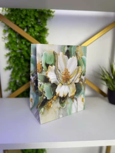 Punga cadou cu design floral, verde & auriu, 31*41*12 см (cp-24-418-3) Thumbnail 2