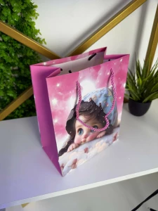 Punga cadou cu fetita pe norisori, design roz 31*41*12 cm (cp-24-411-3) Thumbnail 2