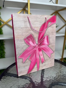 Подарочный пакет с розовым бантом, 31×41×12 см (cp-24-420-3)