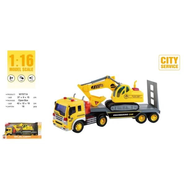 1:16 camion pentru transportare excavator cu fricțiune (lumini /sunete) 3
