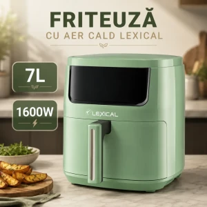 Friteuza cu aer cald lexical, 7l, 1600w, verde (laf-3046-7)
