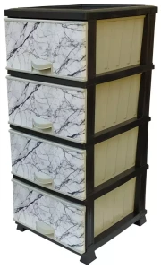 Comod din plastic cu 4 sertare – model marmură, alb (e298) Thumbnail 2