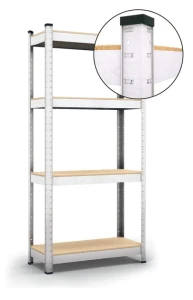 Raft metalic de depozitare nex budget 1600x800x300 mm, 4 rafturi mdf, galvanizat