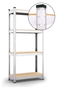 Raft metalic de depozitare Nex Budget 1600x800x300 mm, 4 rafturi MDF, galvanizat