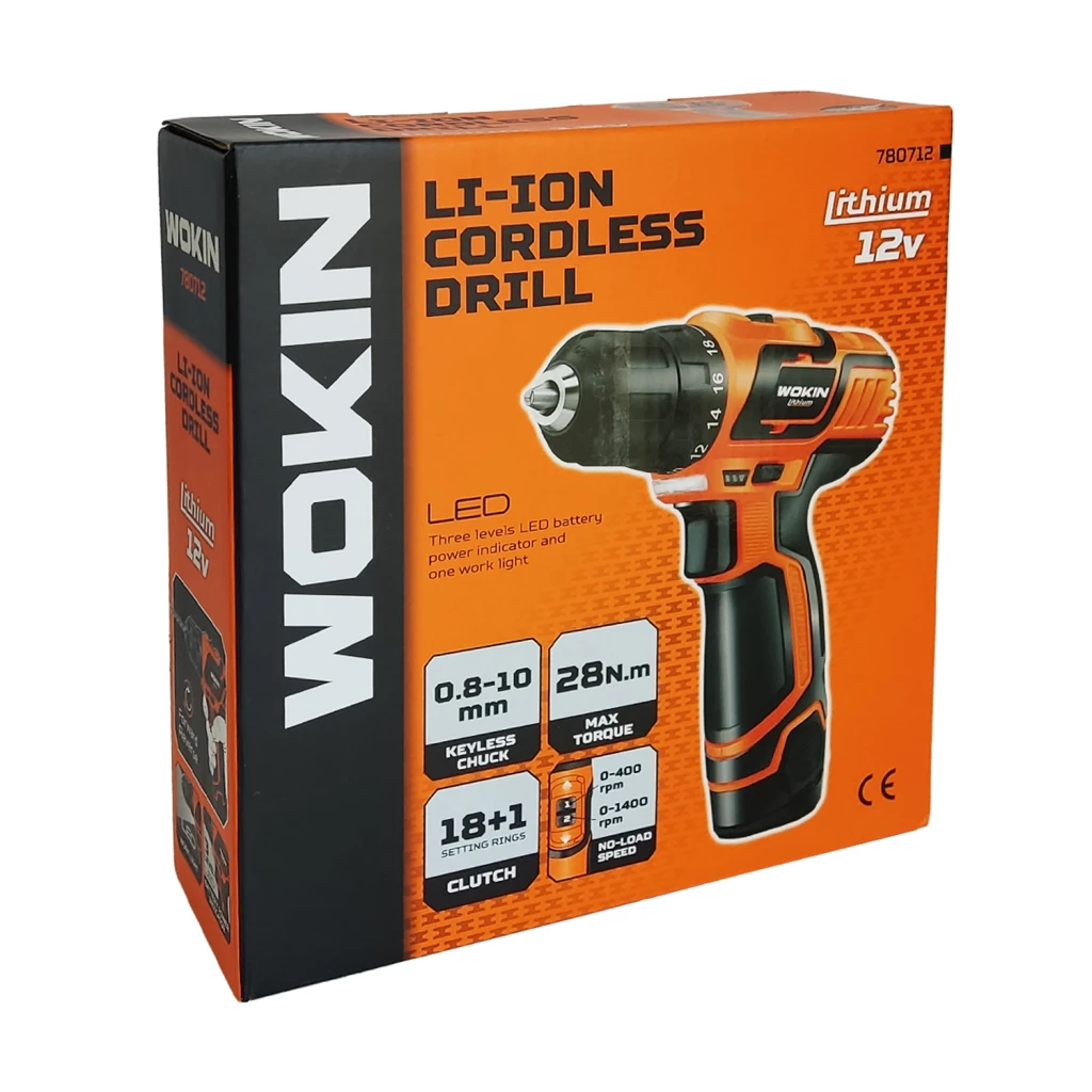 Шуруповёрт с аккумулятором wokin li-ion 1500mah 12v 4