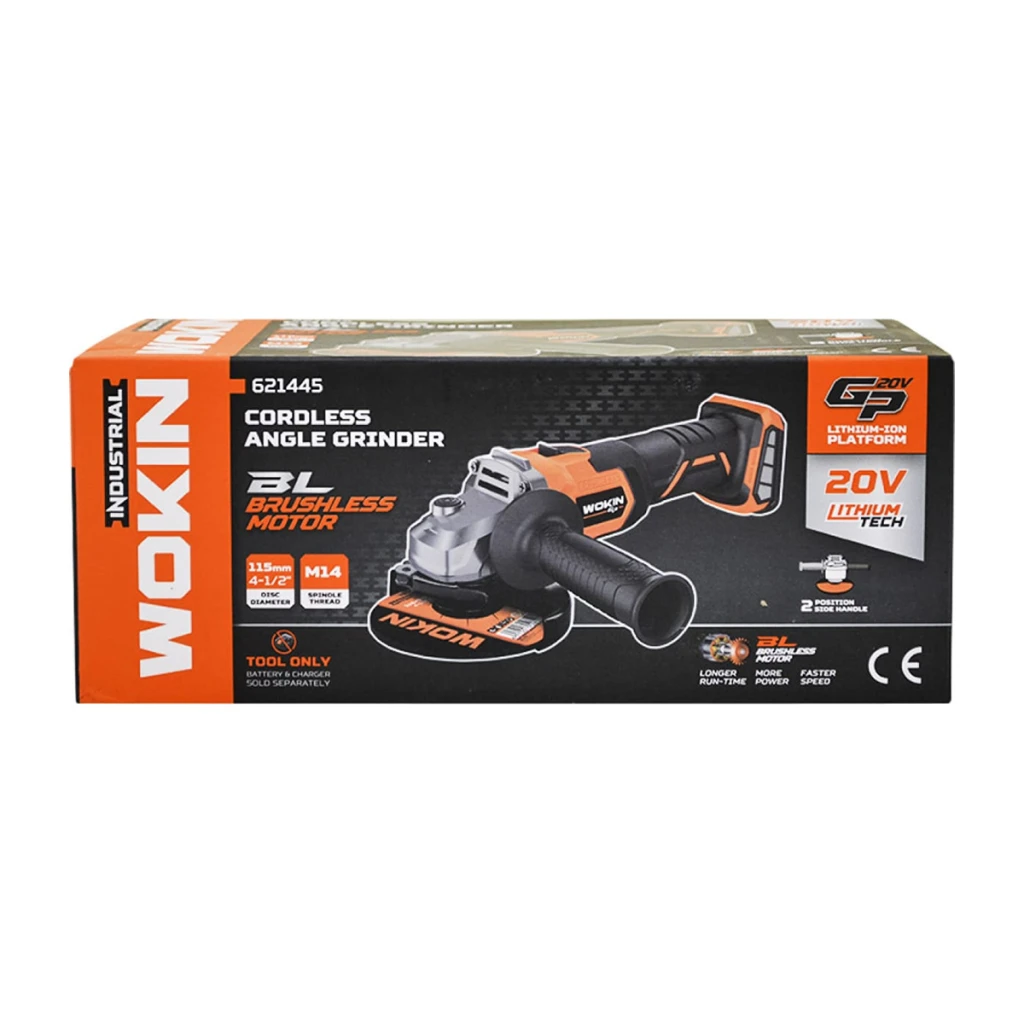 Угловая шлифовальная машина на аккумуляторе wokin 20v li-ion (без аккумулятора) 6