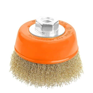 Perie cupa din sarma rasucita cu piulita wokin 75 mm m14x2 (industrial)