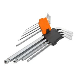 Set de 9 chei hexagonale cu brat extra-lung si varf sferic wokin cr-v