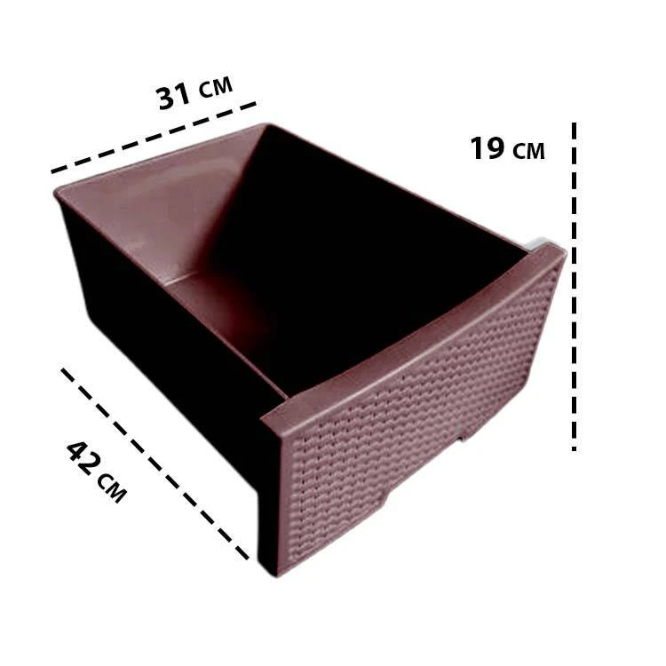 Comod din plastic cu 4 sertare – model rotang, maro (123094) 3