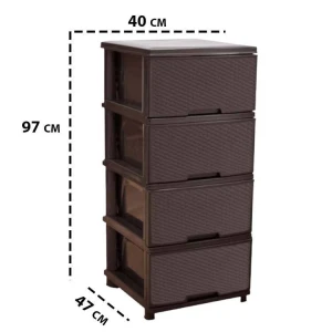 Comod din plastic cu 4 sertare – model rotang, maro (123094) Thumbnail 2
