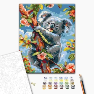 Pictură pe numere 30*40 сm (fără cutie) – koala în flori Thumbnail 2