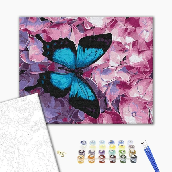 Pictură pe numere 30*40 сm (fără cutie) – fluture pe flori 2